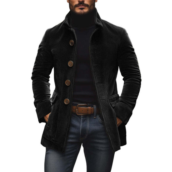 Men's Jacket Winter Stand Collar Button-up Coat Casual Blazer Outerwear Clothing