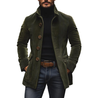 Men's Jacket Winter Stand Collar Button-up Coat Casual Blazer Outerwear Clothing